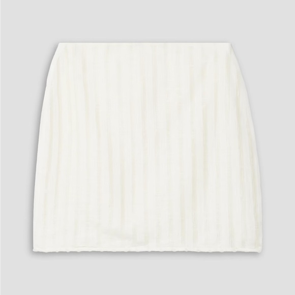 Savannah Morrow Women's White Dylan Striped Linen Mini Skirt - Picture 2 of 5